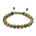 AD Beads Natural 8mm Gemstone Bracelets Healing Power Crystal Macrame Adjustable 7-9 Inch (Unakite)