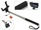 ZELLFIE Selfie Stick [Battery-Free] Self Shooting Monopod - Faster Selfies with Cable Plug & Built-in Button, Secure Phone Clamp, Small & Lightweight. Perfect for Travel & Group Shots. Compatible with Most Devices (iPhone & Android Phones)