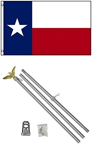 NEW 3'x5' TEXAS State Flags Polyester w/ 6' Aluminum POLE Kits