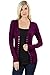 JNTOP Women's Women's V-Neck Long Sleeve Soft Basic Knit Snap Cardigan Plum Large