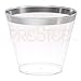 Silver Plastic Clear Cups | 9 oz. 50 Pack | Disposable Party Cups with Silver Rim | Fancy Wedding Tumblers | Elegant Party Supplies & Decorations | Old Fashioned Tumblers [Drinket Collection]