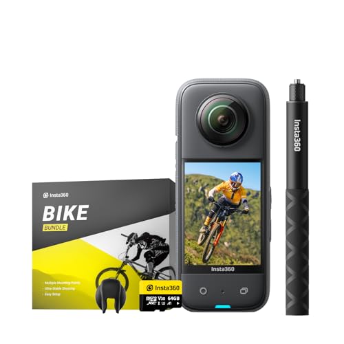 Insta360 X3 Fahrrad-Bundle - wasserdichte 360°-Actionkamera mit 1/2"-Sensor, 5,7K 360°, 72MP 360°-Fotos, Stabilisierung, 2,29"-Touchscreen, Vibrations