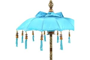 Koyal Wholesale Balinese Umbrella Stand 34-Inch Tall Turquoise Moroccan Bali Style Home Décor, Tabletop Bali Umbrella Centerpiece Umbrellas Decor