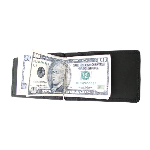 Piel Leather Bi-Fold Money Clip With Id Window, Black, One Size