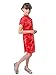 Bitablue Girl's Red Chinese Dress with Golden Wintersweet Blossom