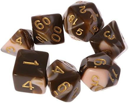 HNDHUI 7pcs/set Sided Dice D4 D6 D8 D10 D12 D20 For Dungeons&Dragon D&D RPG Poly Game