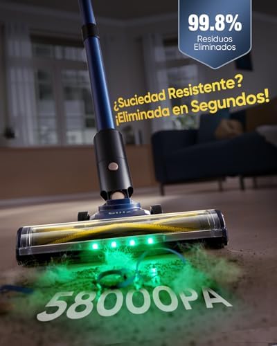 V12 Aspirador Sem Fios 58KPa/50 Min/500ml, Aspirador Sem Fios, Fácil de Limpar, Bateria Removível, Leve e Acessórios Multiusos, Aspirador Vertical Stick para Pavimentos/Alcatifas/Cabelo/Carro
