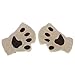 APAS Women Winter Fluffy Bear Cat Plush Paw Claw Glove Half Finger Cute Gloves Mittens Beige