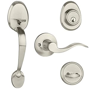 Image of Dorence - Heavy Duty Single Cylinder Handleset Front Door Lock with Wave Style Lever Handle, Fully Reversible Interior Lever - Fits Both Right Handed and Left Handed Doors (Satin Nickel)