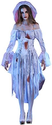 BROVAVE Women Costume Halloween Cosplay Bloody Ghost Dress Suit for Party