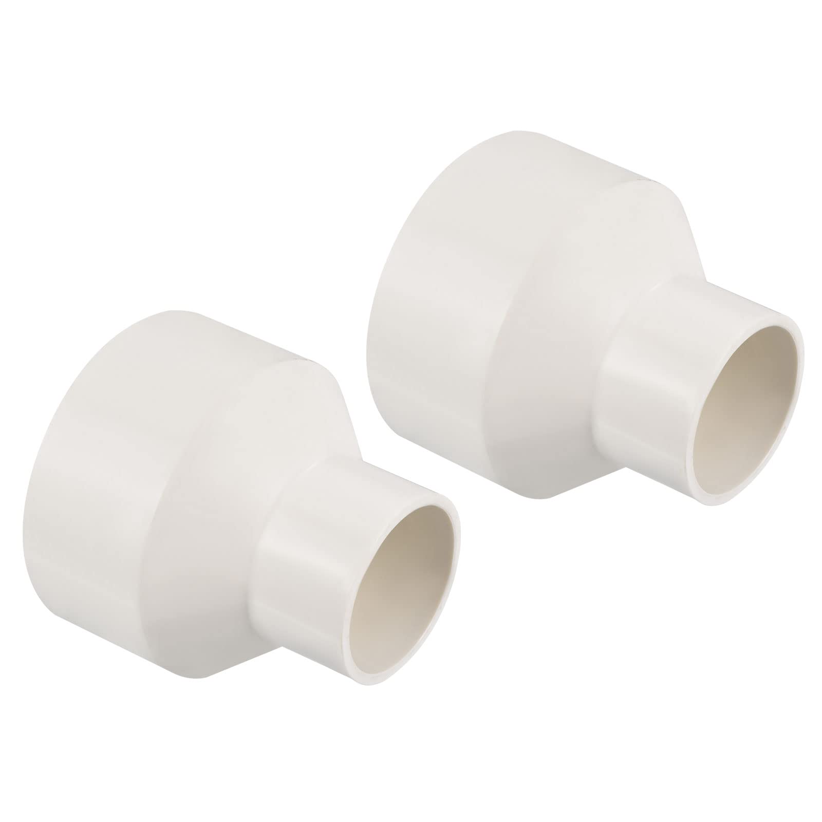 PATIKIL PVC Reducer Pipe Fitting 90x50mm, 2 Pack Straight Coupling Adapter Connector, White