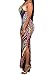 Adogirl Women's Spaghetti Strap Backless Bodycon Floral Aztec Print Maxi Dress S