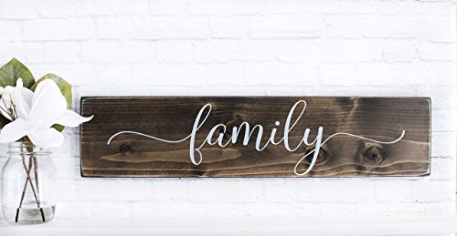 Dark Walnut Family Wooden Sign - Rustic Farmhouse Wood Handmade Decor - Wood Wall Home Decor