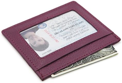 RFID Blocking Front Pocket Wallet - Genuine Leather Slim Card Holder Wallet - Purple