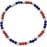 ZZLAY Unisex Colorful Diamond Baseball Necklace – Diamond Rhinestone Beaded Chain Necklace, Stylish Baseball Jewelry Gift for Baseball Enthusiasts and Team Players
