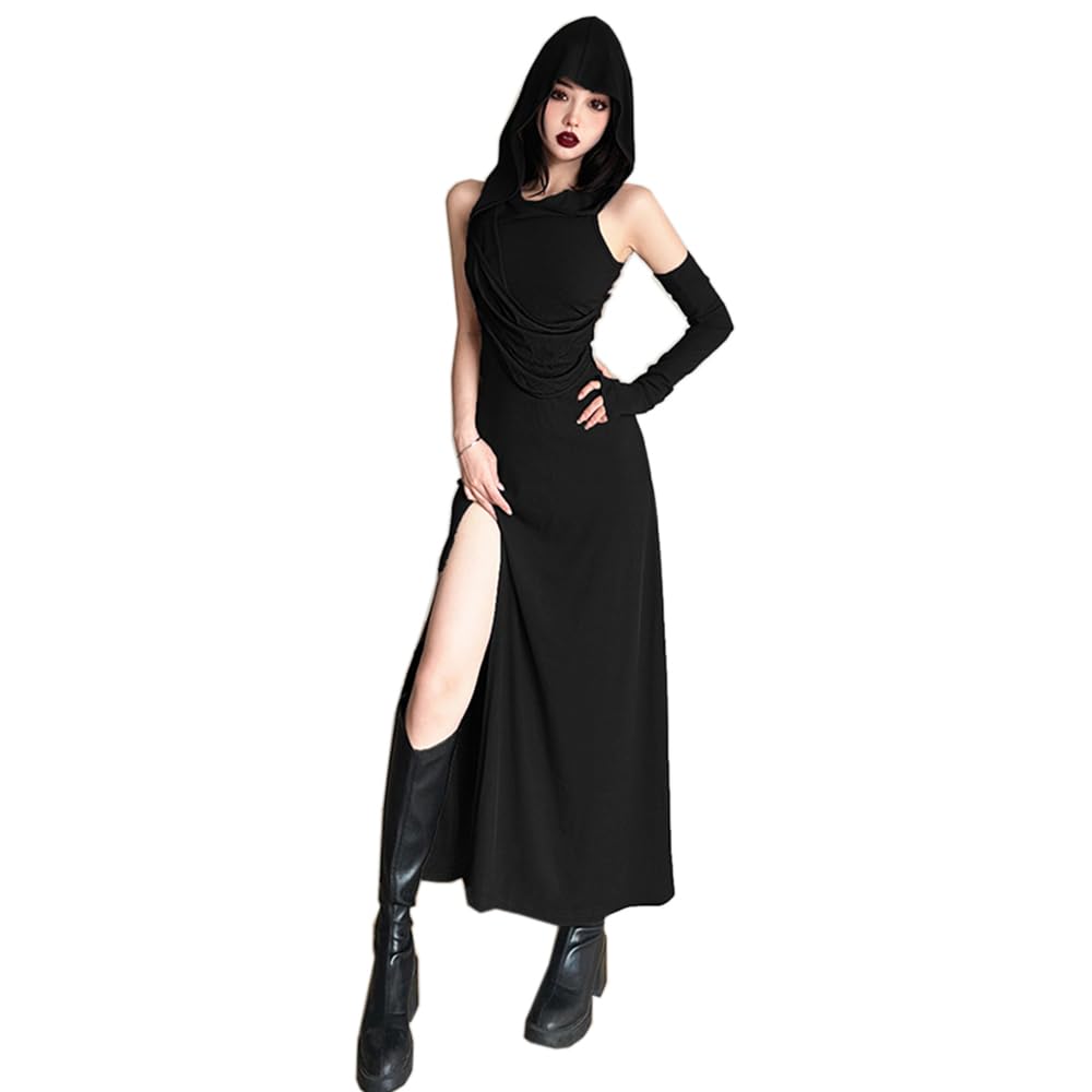 Photo 1 of (MEDIUM) (BAGGED) SINROYEE Women High Slit Long Dress Sexy Sleeveless Cocktail Dress Sexy Cutout Bodycon Party Club Cami Dresses (Medium, Black 4)