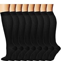 8 Pairs Compression Socks Men Women 20-30 mmHg Compression Stockings for Sports (Black(8 Pairs), Large/X-Large)