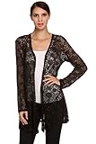 Meaneor Women's Long Sleeve Lace Crochet Knitted Sheer V Neck Waterfall Cardigan