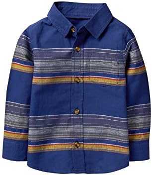 Crazy 8 Toddler Boys' His Li'l Long Sleeve Button up Shirt, Handsome Navy, 2T