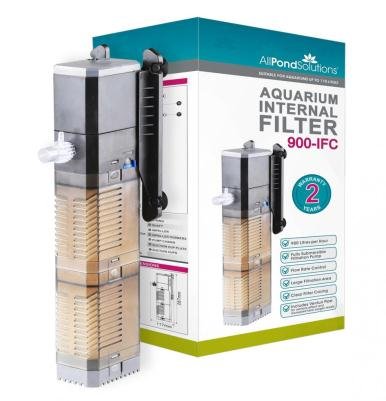 AllPondSolutions Fish Tank Filter, 900-IFC Clear Internal Aquarium Submersible Water Filter for Small Coldwater or Tropical Aquariums for Tanks Up to 170 Litres – Include Flow Adjuster