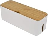 Sourcemall White Cable Management Box for Power Strip Cord Organizer Desk