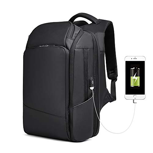 KAKA Travel Laptop Backpack Water Resistant Backpack TSA Friendly College School Backpack with USB Charging Port for Men Women Fit for 15.6'' Laptop(Black)