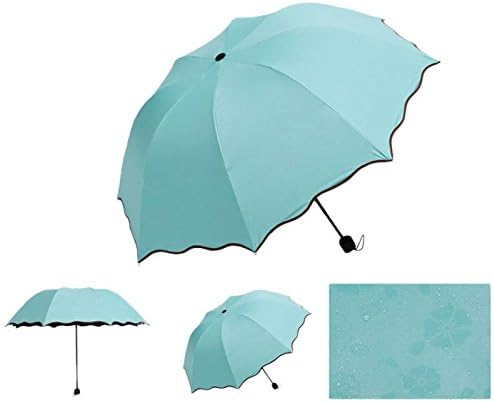 Super Deal New Delicate Multi-function Umbrella Lady Princess Magic Flowers Dome Parasol Sun/Rain Folding Umbrella For Women (Blue)