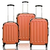 Goplus 3 Pcs Luggage Set Hardside Travel Rolling Suitcase ABS Globalway (Orange)