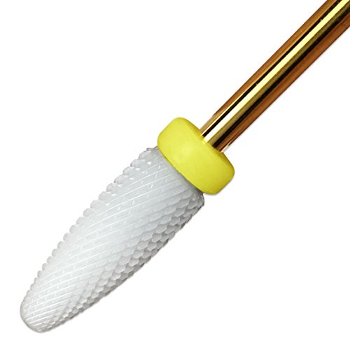Beauticom (Grit: XF- EXTRA FINE) Professional USA Ceramic White Flame Cone Shaped Bit Nail Drill 3/32" Shank Size