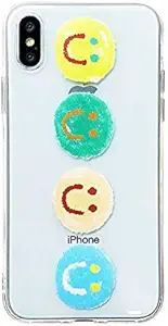 WZHC Exquisite Appearance Compatible for iPhone 6 s 7 8 Plus 11 Pro X XR Xs Max Case, Simple Smiley case, Shockproof Cover Case Drop Protection Feel Comfortable (Color : iPhone Xs)