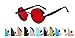 Steampunk Fashion Sunglasses NYC, Black & Clear Red, Large