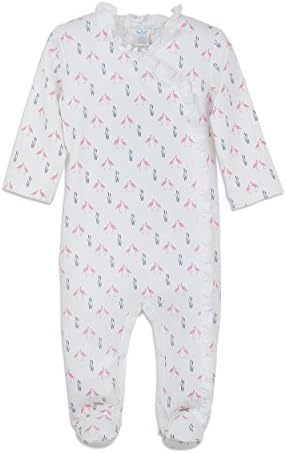 Feather Baby Girls Clothes Pima Cotton Ruffle Kimono Footie Sleep 'N Play Coverall Romper