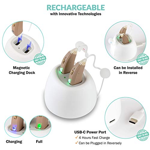 Neosonic MX Rechargeable Hearing Amplifiers to Aid and Assist Hearing of Seniors and Adults with Dual Directional Microphone Noise Cancelling, 4 Channels and 12 Bands Signal Processing (Pair) - Thumbnail 3