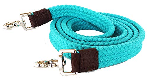 PRORIDER Horse Roping Western Barrel Racing Cotton Reins Braided Rein Turquoise Blk 60768