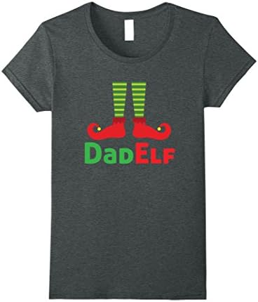 Womens Dad Elf Family Portrait Christmas Picture Greeting Cards Medium Dark Heather