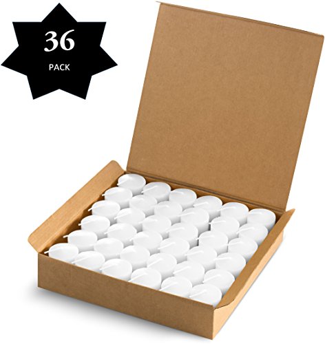 Votive Candles White - 15 Hour Burn Time - 36 Pack Emergency Candles - for Weddings, Parties, Holiday and Home Decoration