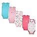 5-Pack Lightweight Sleeveless Bodysuits in Pink, 0-3 Months