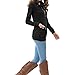 levaca Womens Shirts Long Sleeve Button Pocket Casual Slim Tunic Tops Black L