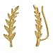Leaf Crawler Cuff Earrings, Olive Leaf - 925 Sterling Silver with 18K Gold Plating