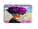 IMEI Afro Sexy Lady Bathroom Rug, Modern Girl Design Flannel Soft Washable Comfort Rug Multi-use Doormat in Bathroom, Kitchen,Toilet Floor, Laundry 16X24 Inch (African Woman with Purple Hair)