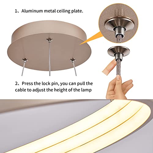 LYQIMM Dimmable Modern LED Pendant Light Fixture with Remote Control, 3 Colors 3000K6500K