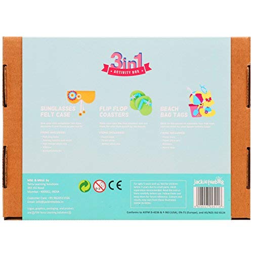 jackinthebox Beach Themed Craft Kit | 3 Craft Projects in 1 | Includes Beautiful Sunglass Pouch Sewing Kit | | Best Gift for Girls Ages 5 6 7 8 9 10 Years