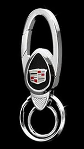BZQq Car Sign Keychain Zinc alloy Genuine Leather Pull the ring Keychain For Cadillac