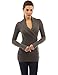 PattyBoutik Women Shawl Collar Faux Wrap Lace Up Sweater (Medium Gray Large)