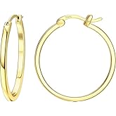 14K Gold Plated Hoop Earrings for Women Trendy Gold Plated Earrings for Women Polished Classic Dainty Womens Earring 2.0 Tube