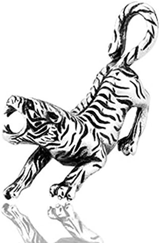 QIUXIA Unique Stainless Steel Mens Necklace Pendant Cubic Animal 3D Tiger