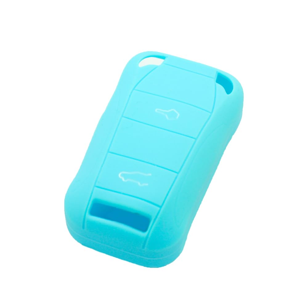 BROVACS Silicone Cover Protector Case Holder Skin Jacket Compatible with PORSCHE 2 Button Flip Remote Key Fob CV9921 Light Blue