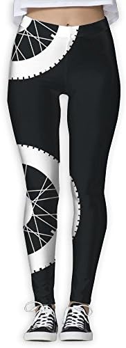 IIYAGZUUIA Black White Motorbike wheels Women's Yoga Pants Sports Fitness Pants Medium