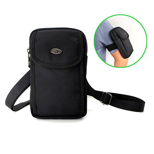 S-Smile Oxford Multipurpose Cellphone Wallet Purse Small Waist Bag Belt Clip Loop Mini Crossbody Bag for iPhone 7 Plus iPhone 8 Plus Galaxy S8 Plus S9 Plus S7 Edge Plus (Black)