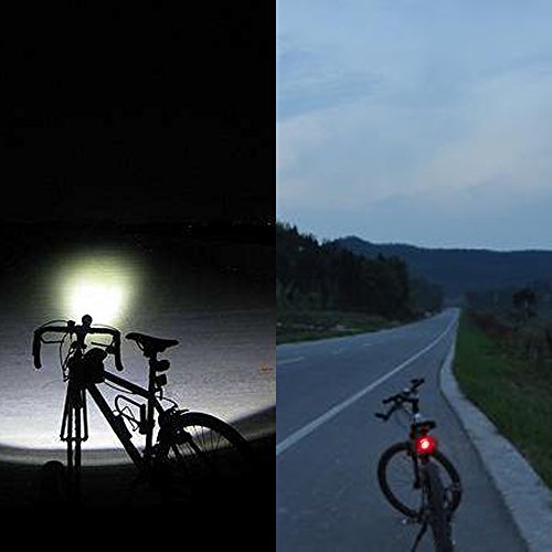 Rantizon Bike Light Set Bright LED Bicycle Lights Set Front and Rear, 4 Light Mode Options, 650mah Lithium Battery, USB Rechargeable, Fits All Bikes for Cycling, Hiking, Camping, Outdoor Activities